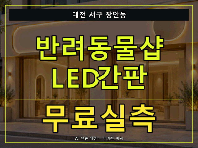 대전 서구 장안동 반려동물샵 LED간판 무료실측 안내 썸네일 · AI 연출 배경