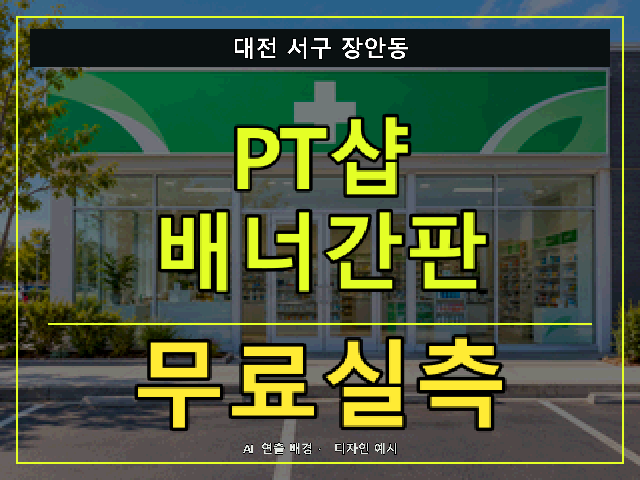 대전 서구 장안동 PT샵 배너간판 무료실측 안내 썸네일 · AI 연출 배경
