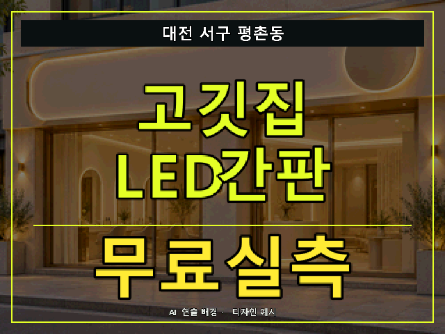 대전 서구 평촌동 고깃집 LED간판 무료실측 안내 썸네일 · AI 연출 배경
