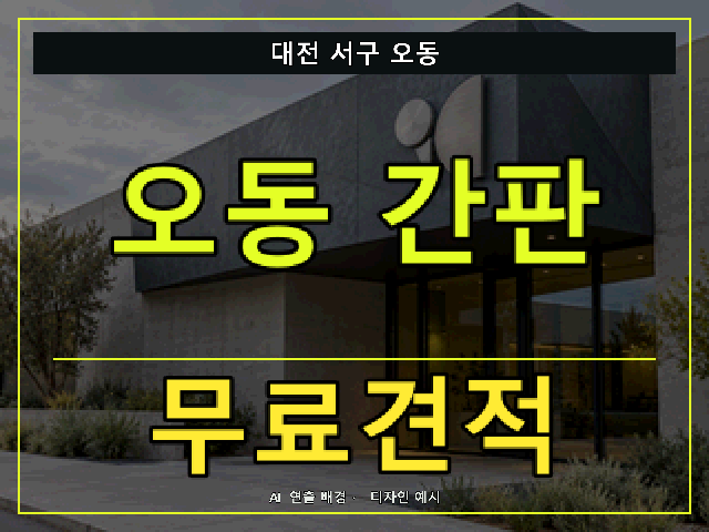 대전 서구 오동 간판 제작 무료견적 안내 썸네일 · AI 연출 배경