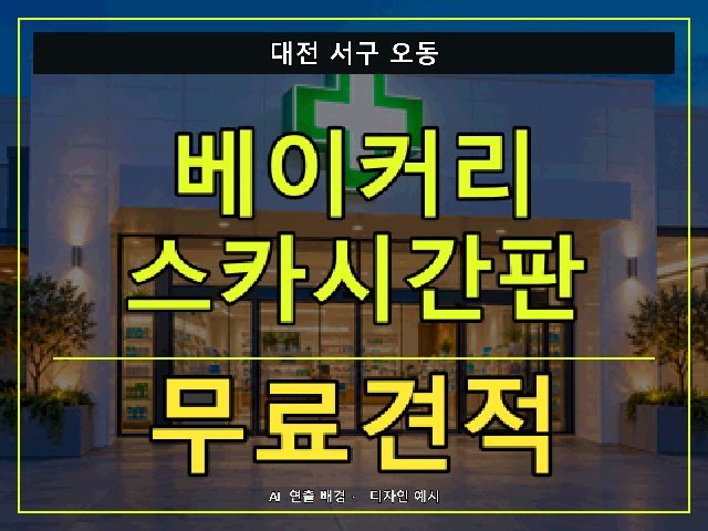 대전 서구 오동 베이커리 스카시간판 무료견적 안내 썸네일 · AI 연출 배경