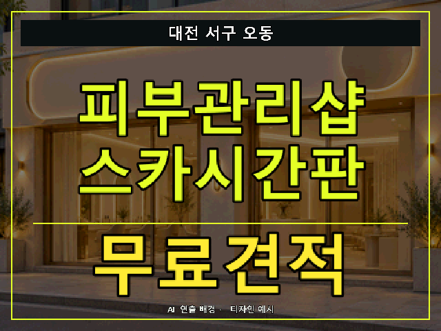 대전 서구 오동 피부관리샵 스카시간판 무료견적 안내 썸네일 · AI 연출 배경