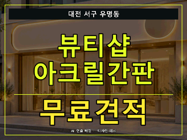 대전 서구 우명동 뷰티샵 아크릴간판 무료견적 안내 썸네일 · AI 연출 배경