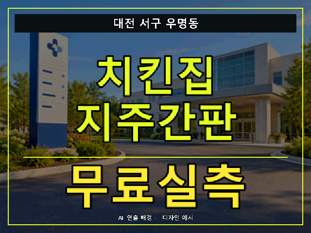 대전 서구 우명동 치킨집 지주간판 무료실측 안내 썸네일 · AI 연출 배경