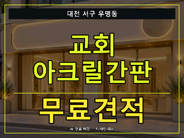 대전 서구 우명동 교회 아크릴간판 무료견적 안내 썸네일 · AI 연출 배경