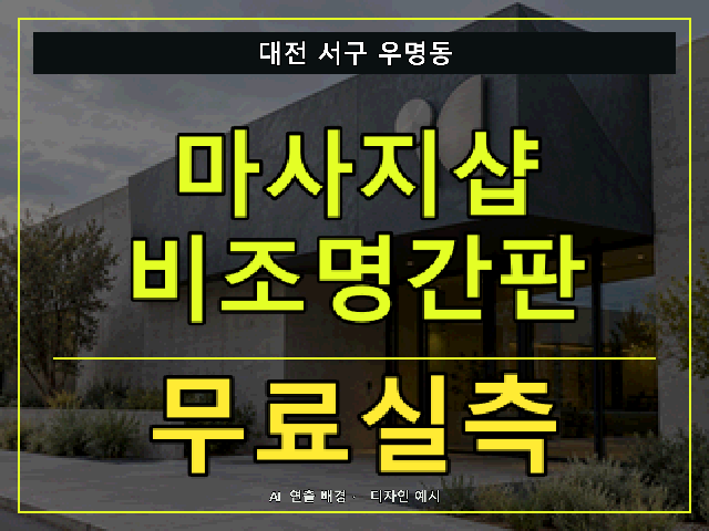 대전 서구 우명동 마사지샵 비조명간판 무료실측 안내 썸네일 · AI 연출 배경