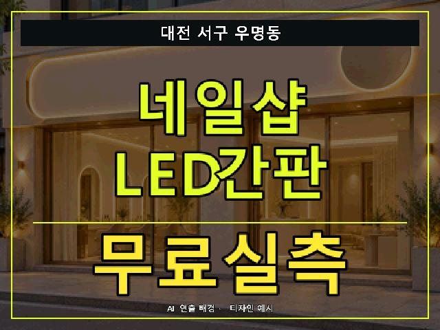 대전 서구 우명동 네일샵 LED간판 무료실측 안내 썸네일 · AI 연출 배경