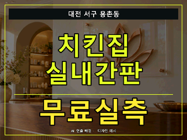 대전 서구 용촌동 치킨집 실내간판 무료실측 안내 썸네일 · AI 연출 배경