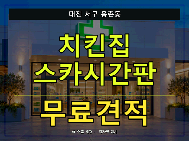 대전 서구 용촌동 치킨집 스카시간판 무료견적 안내 썸네일 · AI 연출 배경