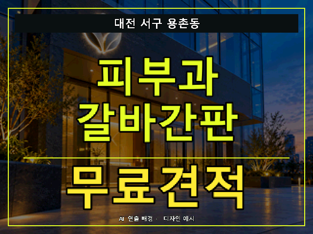 대전 서구 용촌동 피부과 갈바간판 무료견적 안내 썸네일 · AI 연출 배경