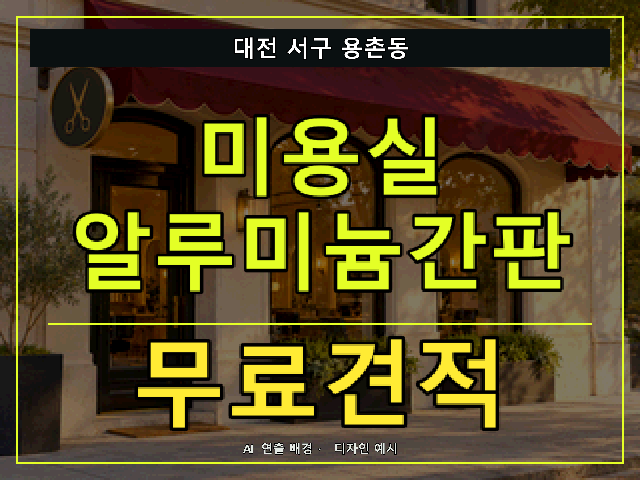 대전 서구 용촌동 미용실 알루미늄간판 무료견적 안내 썸네일 · AI 연출 배경