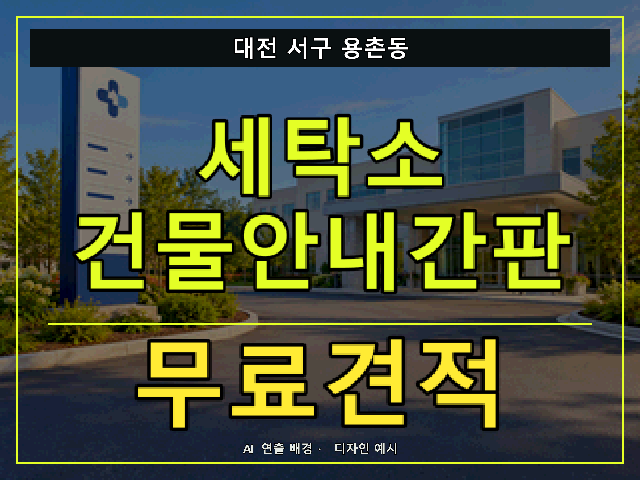 대전 서구 용촌동 세탁소 건물안내간판 무료견적 안내 썸네일 · AI 연출 배경