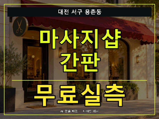 대전 서구 용촌동 마사지샵 간판 무료실측 안내 썸네일 · AI 연출 배경