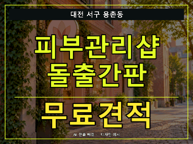 대전 서구 용촌동 피부관리샵 돌출간판 무료견적 안내 썸네일 · AI 연출 배경