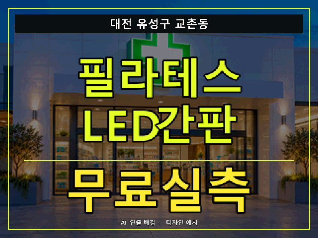 대전 유성구 교촌동 필라테스 LED간판 무료실측 안내 썸네일 · AI 연출 배경
