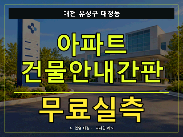 대전 유성구 대정동 아파트 건물안내간판 무료실측 안내 썸네일 · AI 연출 배경