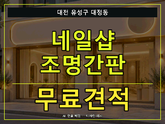 대전 유성구 대정동 네일샵 조명간판 무료견적 안내 썸네일 · AI 연출 배경