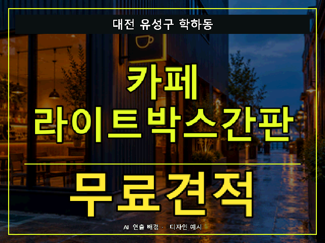 대전 유성구 학하동 카페 라이트박스간판 무료견적 안내 썸네일 · AI 연출 배경