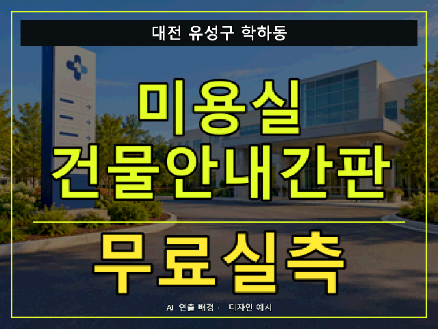 대전 유성구 학하동 미용실 건물안내간판 무료실측 안내 썸네일 · AI 연출 배경