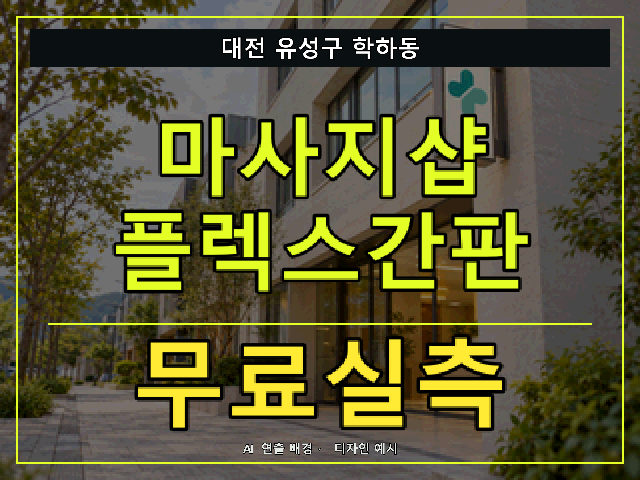 대전 유성구 학하동 마사지샵 플렉스간판 무료실측 안내 썸네일 · AI 연출 배경