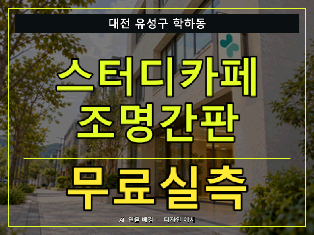 대전 유성구 학하동 스터디카페 조명간판 무료실측 안내 썸네일 · AI 연출 배경