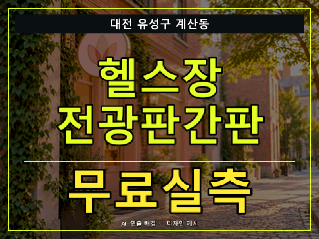대전 유성구 계산동 헬스장 전광판간판 무료실측 안내 썸네일 · AI 연출 배경