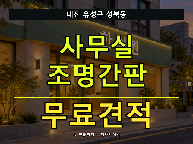 대전 유성구 성북동 사무실 조명간판 무료견적 안내 썸네일 · AI 연출 배경