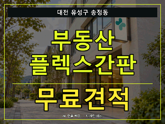 대전 유성구 송정동 부동산 플렉스간판 무료견적 안내 썸네일 · AI 연출 배경