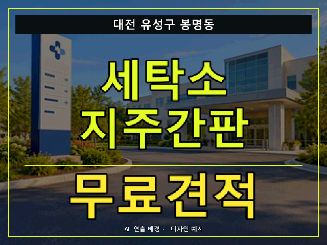 대전 유성구 봉명동 세탁소 지주간판 무료견적 안내 썸네일 · AI 연출 배경