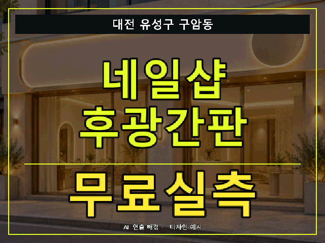 대전 유성구 구암동 네일샵 후광간판 무료실측 안내 썸네일 · AI 연출 배경