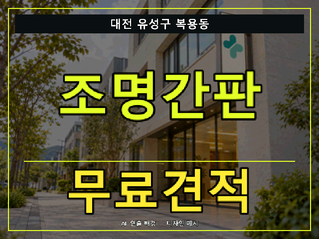 대전 유성구 복용동 조명간판 무료견적 안내 썸네일 · AI 연출 배경