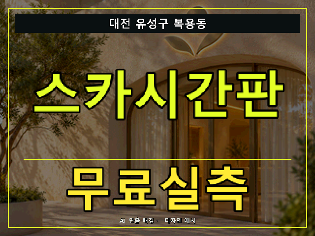 대전 유성구 복용동 스카시간판 무료실측 안내 썸네일 · AI 연출 배경