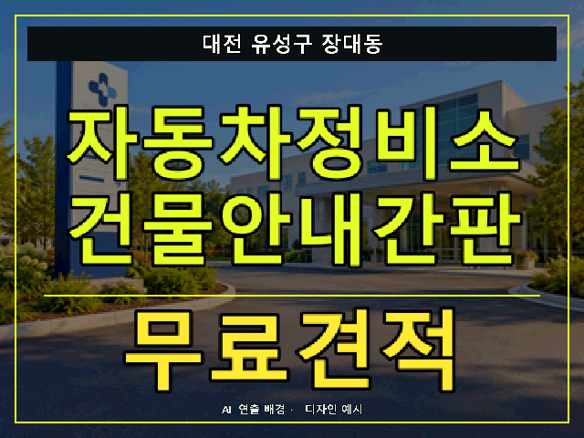 대전 유성구 장대동 자동차정비소 건물안내간판 무료견적 안내 썸네일 · AI 연출 배경
