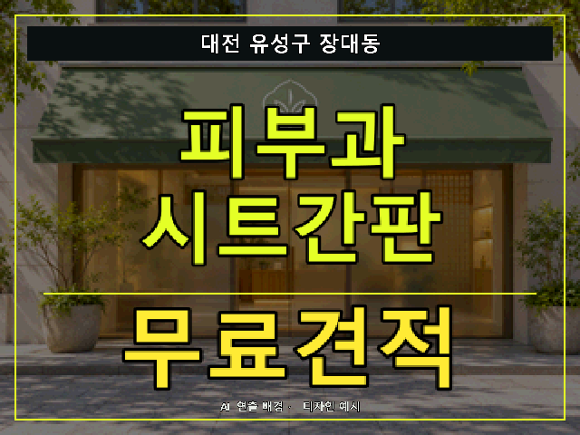 대전 유성구 장대동 피부과 시트간판 무료견적 안내 썸네일 · AI 연출 배경