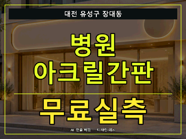 대전 유성구 장대동 병원 아크릴간판 무료실측 안내 썸네일 · AI 연출 배경