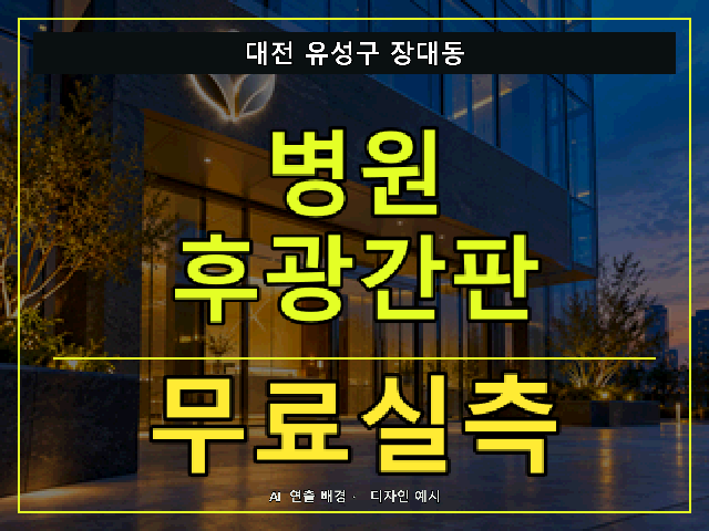 대전 유성구 장대동 병원 후광간판 무료실측 안내 썸네일 · AI 연출 배경