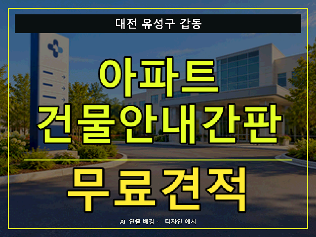 대전 유성구 갑동 아파트 건물안내간판 무료견적 안내 썸네일 · AI 연출 배경