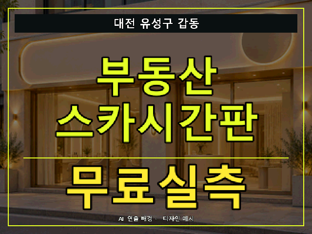대전 유성구 갑동 부동산 스카시간판 무료실측 안내 썸네일 · AI 연출 배경