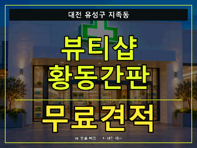 대전 유성구 지족동 뷰티샵 황동간판 무료견적 안내 썸네일 · AI 연출 배경