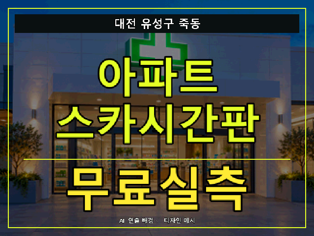 대전 유성구 죽동 아파트 스카시간판 무료실측 안내 썸네일 · AI 연출 배경