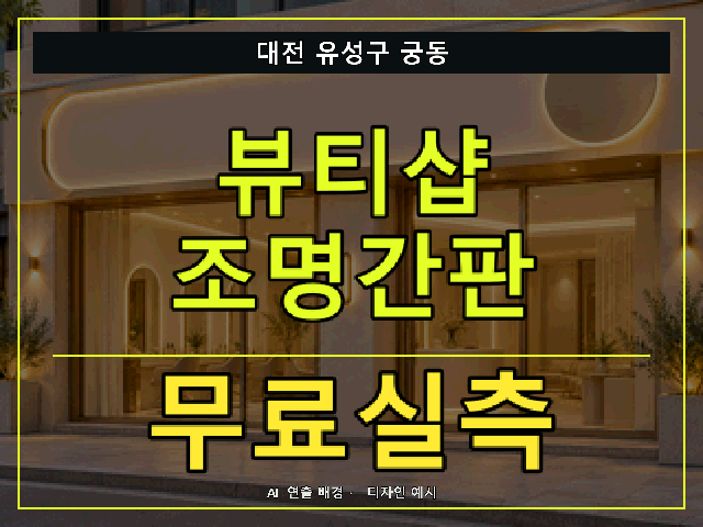 대전 유성구 궁동 뷰티샵 조명간판 무료실측 안내 썸네일 · AI 연출 배경