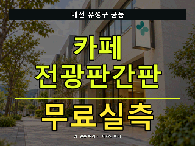 대전 유성구 궁동 카페 전광판간판 무료실측 안내 썸네일 · AI 연출 배경