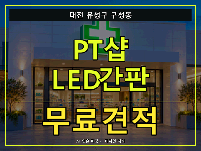 대전 유성구 구성동 PT샵 LED간판 무료견적 안내 썸네일 · AI 연출 배경