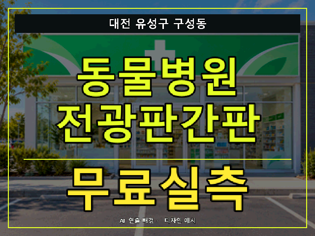 대전 유성구 구성동 동물병원 전광판간판 무료실측 안내 썸네일 · AI 연출 배경