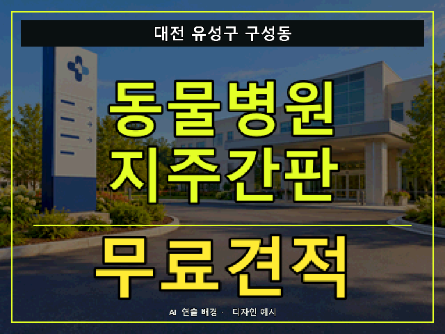 대전 유성구 구성동 동물병원 지주간판 무료견적 안내 썸네일 · AI 연출 배경