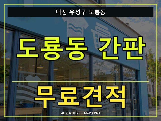 대전 유성구 도룡동 간판 제작 무료견적 안내 썸네일 · AI 연출 배경