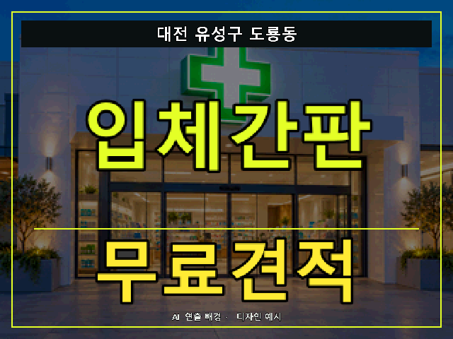 대전 유성구 도룡동 입체간판 무료견적 안내 썸네일 · AI 연출 배경