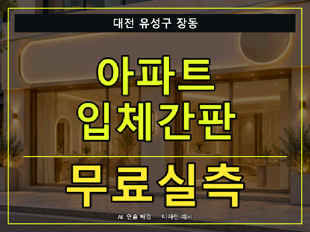 대전 유성구 장동 아파트 입체간판 무료실측 안내 썸네일 · AI 연출 배경