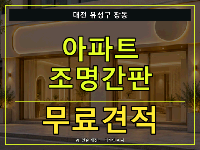대전 유성구 장동 아파트 조명간판 무료견적 안내 썸네일 · AI 연출 배경