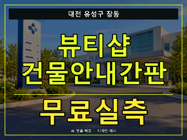대전 유성구 장동 뷰티샵 건물안내간판 무료실측 안내 썸네일 · AI 연출 배경